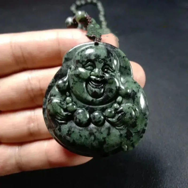 Natural Tibetan Medicine King Stone Handmade Maitreya Buddha Pendant Female Health Care Magnet Pendant