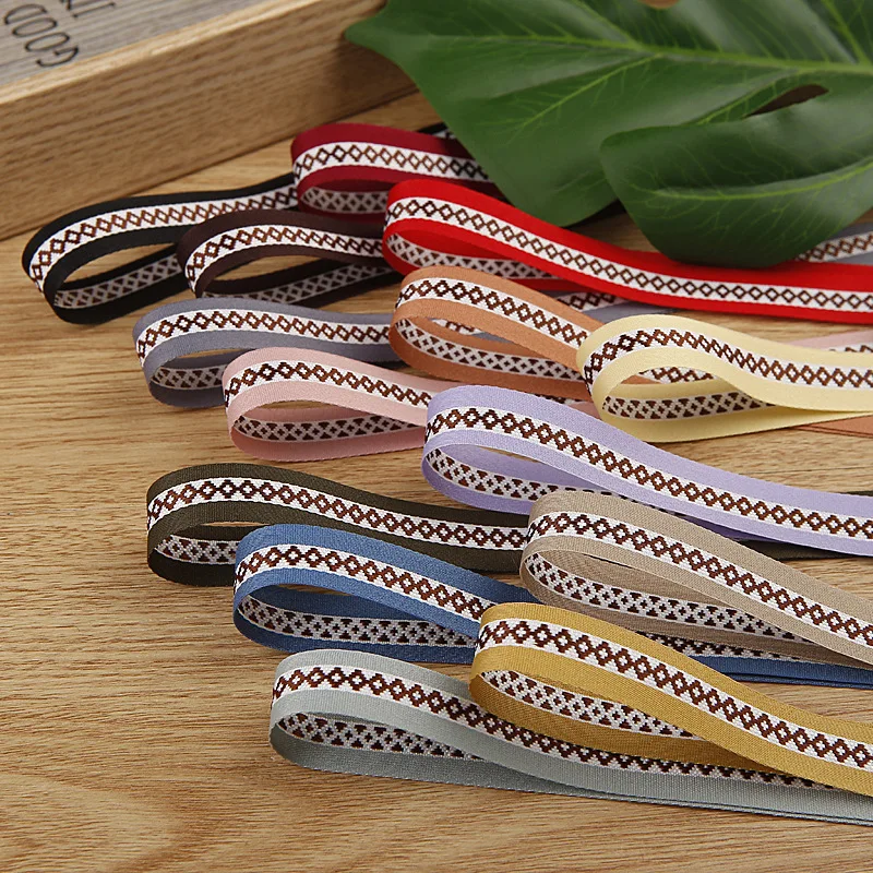 16mm Twill Grosgrain Linen Ribbons Polyester Handmade Tape Lozenge Braid 5/8