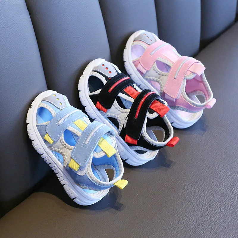 Sandalias de playa para niñas y niños, zapatos de tela infantiles de suela suave, calzado de playa a la moda para niños pequeños