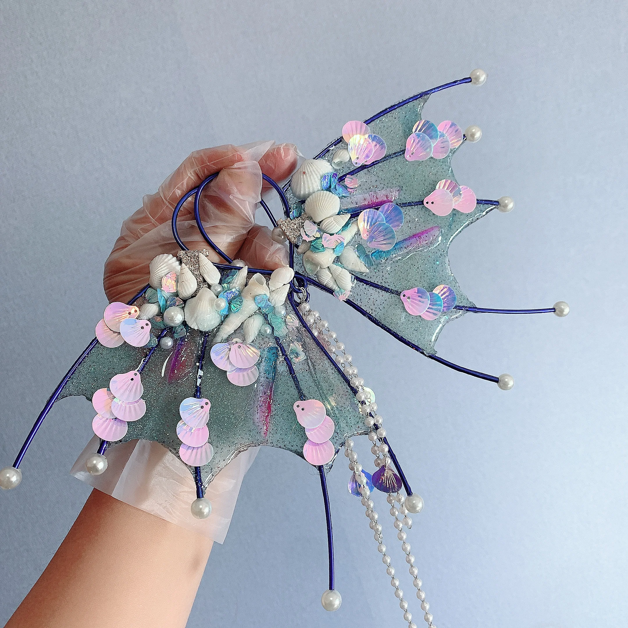 Accessori per fermagli per capelli a forma di sirena con orecchio di sgombro, oggetti di scena per cosplay da elfo, sirena, ballo di fine anno, studio fotografico, festa da principessa