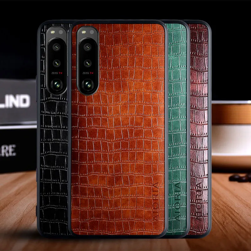 Case for Sony Xperia 5 III funda luxury crocodile pattern leather soft TPU hard cover for Sony Xperia 5 iii case capa cover