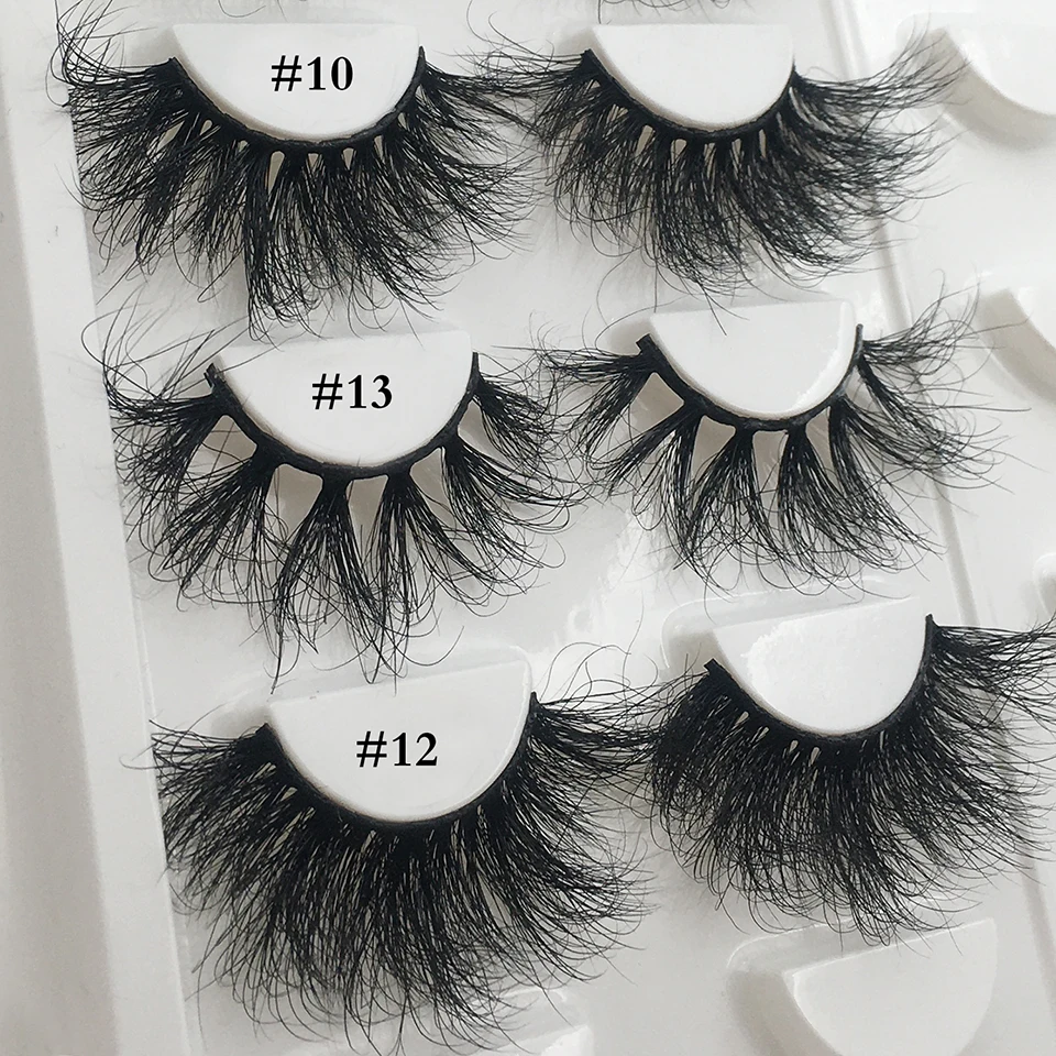 สีแดงไซเรน Mink Eyelashes 25มม.1คู่ปุย Messy 3D ขนตาปลอมขนตาธรรมชาติยาวขายส่งแต่งหน้า Mink ขนตา