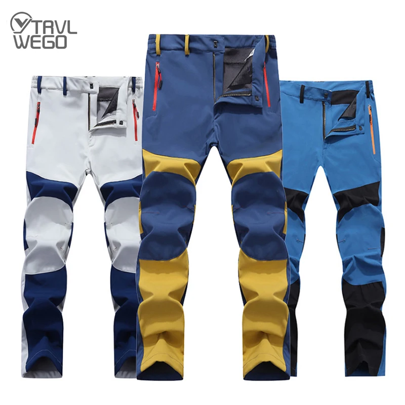 TRVLWEGO Hunting Climbing Camping Hiking Trekking Pants Softshell Autumn Winter Waterproof Warmth Radiation Protection Men