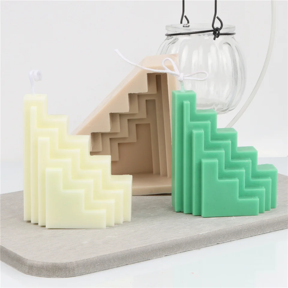 Ladder Curve Shape Style Silicone Candle Mold DIY Multilayer Aroma Soap 3D Stereo Decor Gadgets Plaster Supplies Making Crystal