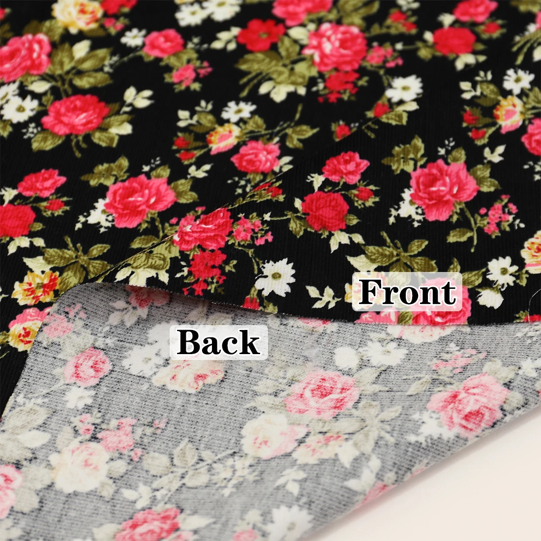 100% Cotton Stripe Rose Print Corduroy Fabric For Making Sewing Dress Coat Clothes Floral Cloth By The Half Meter