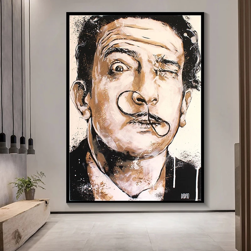 

Abstract Graffiti Dali Art Canvas Paintings Face Portrait Poster and Print Wall Art Pictures for Living Room Wall Decor Cuadros