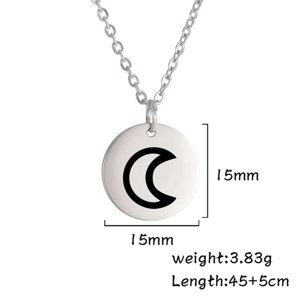 Dawapara Planet Symbol Amulet Small Charm Necklace Jupiter Saturn Pluto Neptune Planetary Alchemical Symbols Stainless Steel