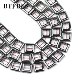 Square Black Hematite Big hole Natural Stone Spacer Loose Beads 14MM For Handmade Jewelry Making Diy Trendy bracelet Necklace