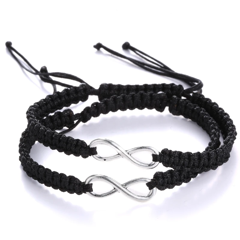 

2 pcs/set Infinity Bracelets Bohemia Vintage Rope Chain Charm Bracelets Women Men Handmade Friendship Lovers Jewelry Party Gifts