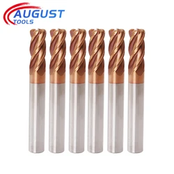 Augusttool Corner Radius End Mill CNC R Bull Nose Milling Cutter Tungsten Carbide Steel Metal Router Tool R0.5 R1 4Flutes