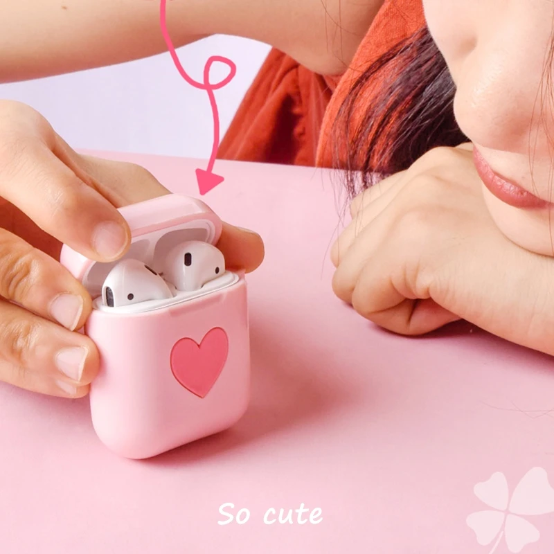Silicone Earphone Case Hang Buckle Love Protective Sleeve Cover For Airpods 1/2 Earphones Box