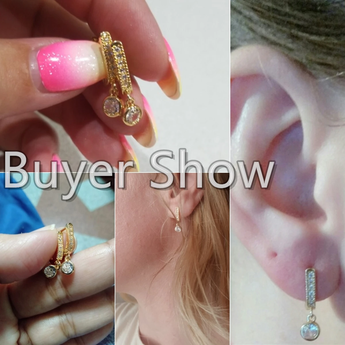 Huitan Fashion Simple Gold Color Women Drop Earrings with Round CZ Charm Creative Accessories Fancy Gifts Statement Jewelry image 3