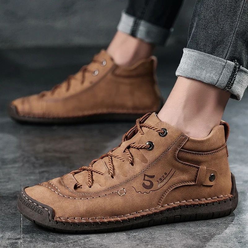 

Men Boots Genuine Leather Shoes Male Ankle Snow Boots Autumn Winter Sneakers Men High Quality Boots Big Size 48 Nice