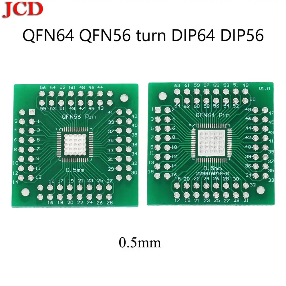 Jcd pcb board kit smd drehen zu dip adapter konverter platte fqfp 32 44 64 80 htqfp qfn48 sop ssop tssop 8 16 24 28 tssop56