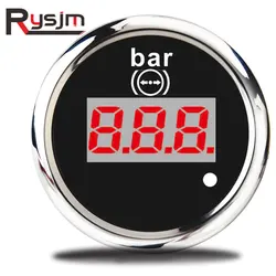 0-10 Bar 52mm Digital Air Pressure Gauge Waterproof Car Air Pressure Meter For Auto Truck Yacht 12V 24V Red Backlight With Alarm