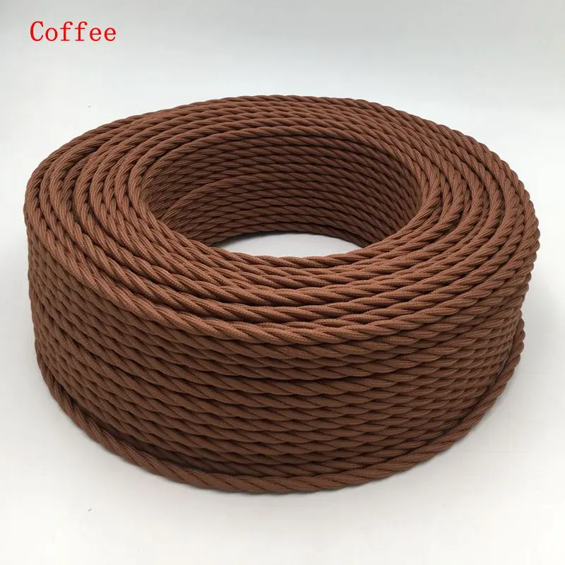 3 Core Vintage Textile Twisted Cable 3 Wire Fabric Braided Cable Cord  Electrical Wire for DIY Retro  Pendant Light