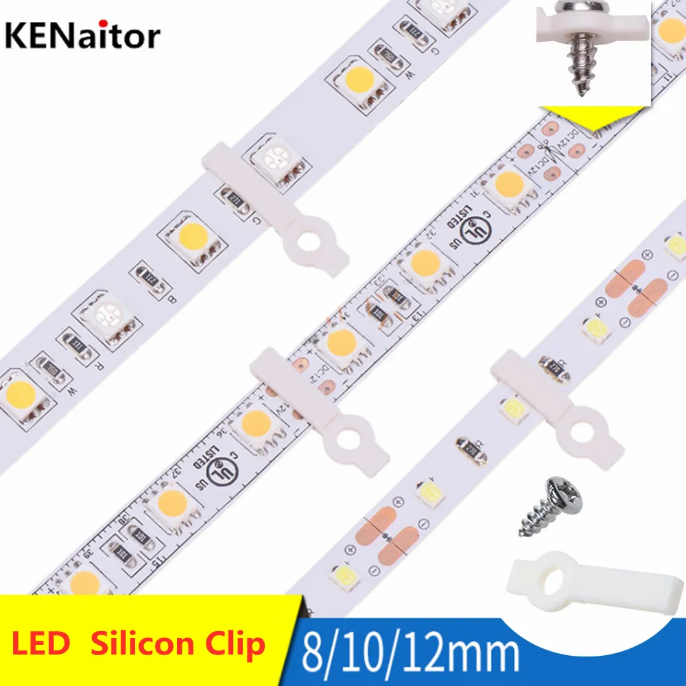 

FS 50pcs LED Connector Silicon Clip With Screws for Fixing 8mm 10mm12mmPCB Non-waterproof 3528 5050 5630 LED Strip Bracket Clamp