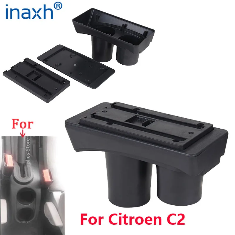 For Citroen C2 Armrest Box For Citroen C3 C2 Car Armrest Storage Box Cup Holder Modification Accessorissories