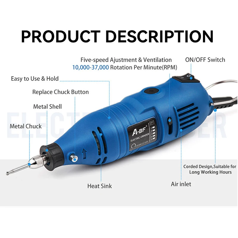 A-BF Elektrische Boormachine Roterend Gereedschap 150W Graverangle Slijper 220V Polijstgraveermachine Met Variabele Snelheid Elektrisch Gereedschap Accessoire