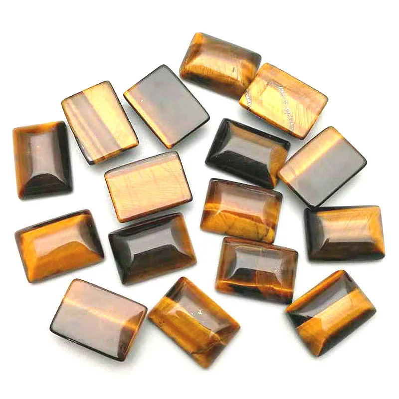 5pcs/Pack Hot Sell  Natural Stone Tigereye Stone Cabochons Rectangle Shape  Size 13x18mm DIY Jewelry Accessories Flat Peach