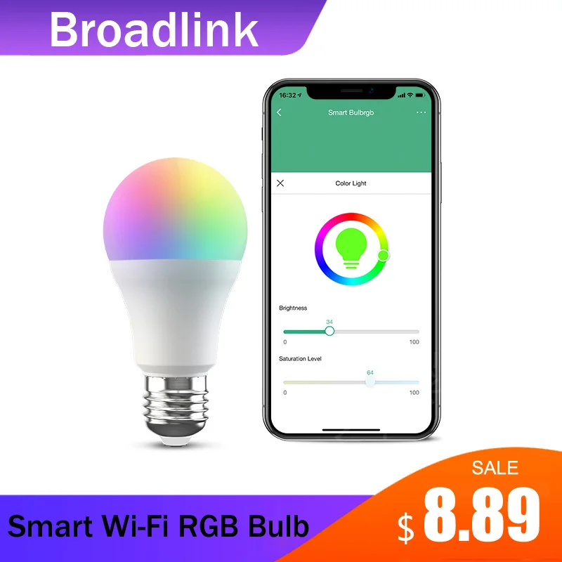 BroadLink LB27 Smart Wi-Fi RGB Bulb Dimmer Timer Light Works With Google Home & Alexa