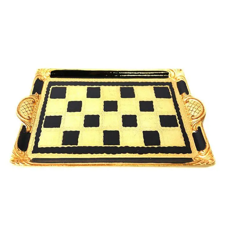 

DOLBOVI Lucky Art 027 Italian Black Checkered tray 40*27 Cm tray поднос plateau de service