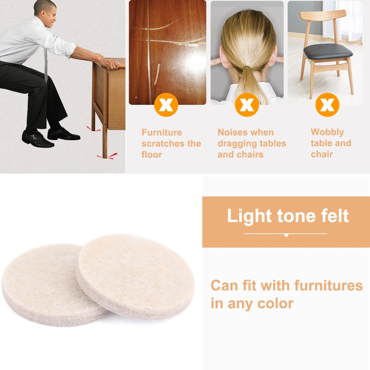 Areyourshop Self Adhesive Felt Furniture Pads Protects Floor Surface Anti Skid Scratch Tabs Home Appliance