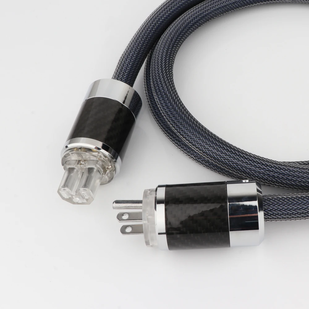 

Hifi Power Cord Power Cable with Carbon Fibre Rhodium Plated EU/AU/US Plug AC Mains Cord for Subwoofer Amplifier