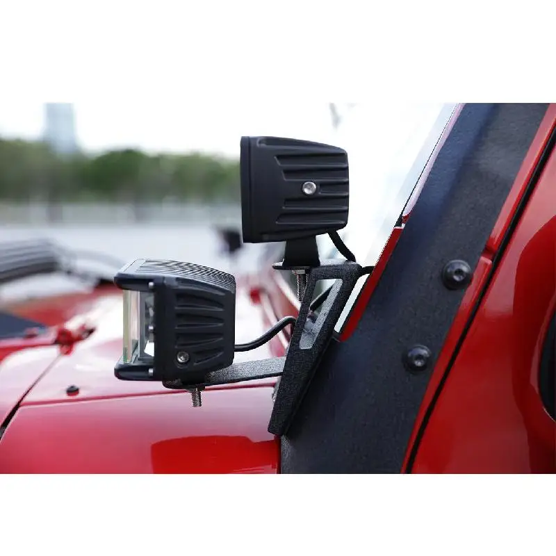 Partol A-필러 장착 브래킷 Jeep Wrangler JK 용 이중 데크 LED 라이트 브래킷 2007 2008 2009 2010 2011 2012 2013-2017