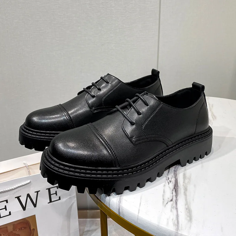 

brand designer mens casual business wedding formal dress genuine leather shoes gentleman black platform shoe breathable sneakers