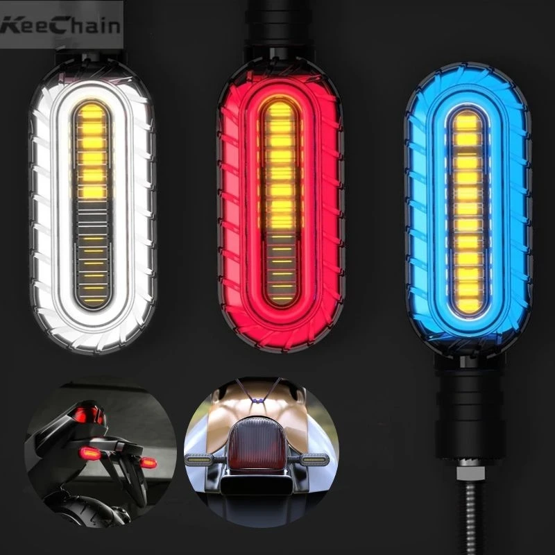 Clignotants universels pour motos, 12V, DRL, clignotant d'eau qui coule, 2 en 1, feu arrière, 12 accessoires LED