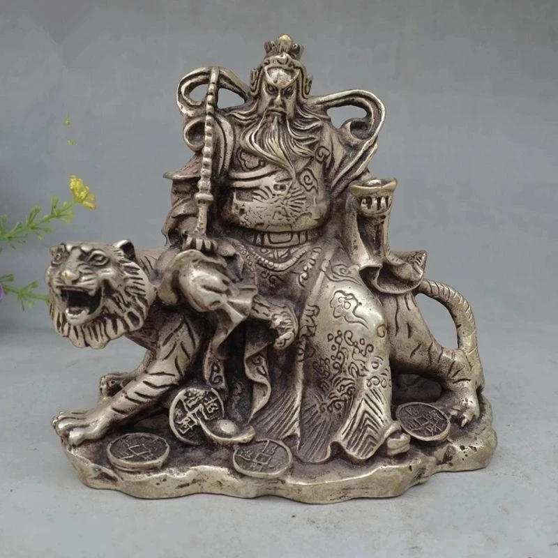 Collectible Decorated Tibet Silver guangong guanyu fengshui statue family decoration metal handicraft Statue