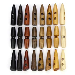20pcs Olive Natural Wood Toggle Buttons 2 Holes Wind Coat Overcoat Horn Toggle Buckle DIY Garment Clothing Sewing Accessories
