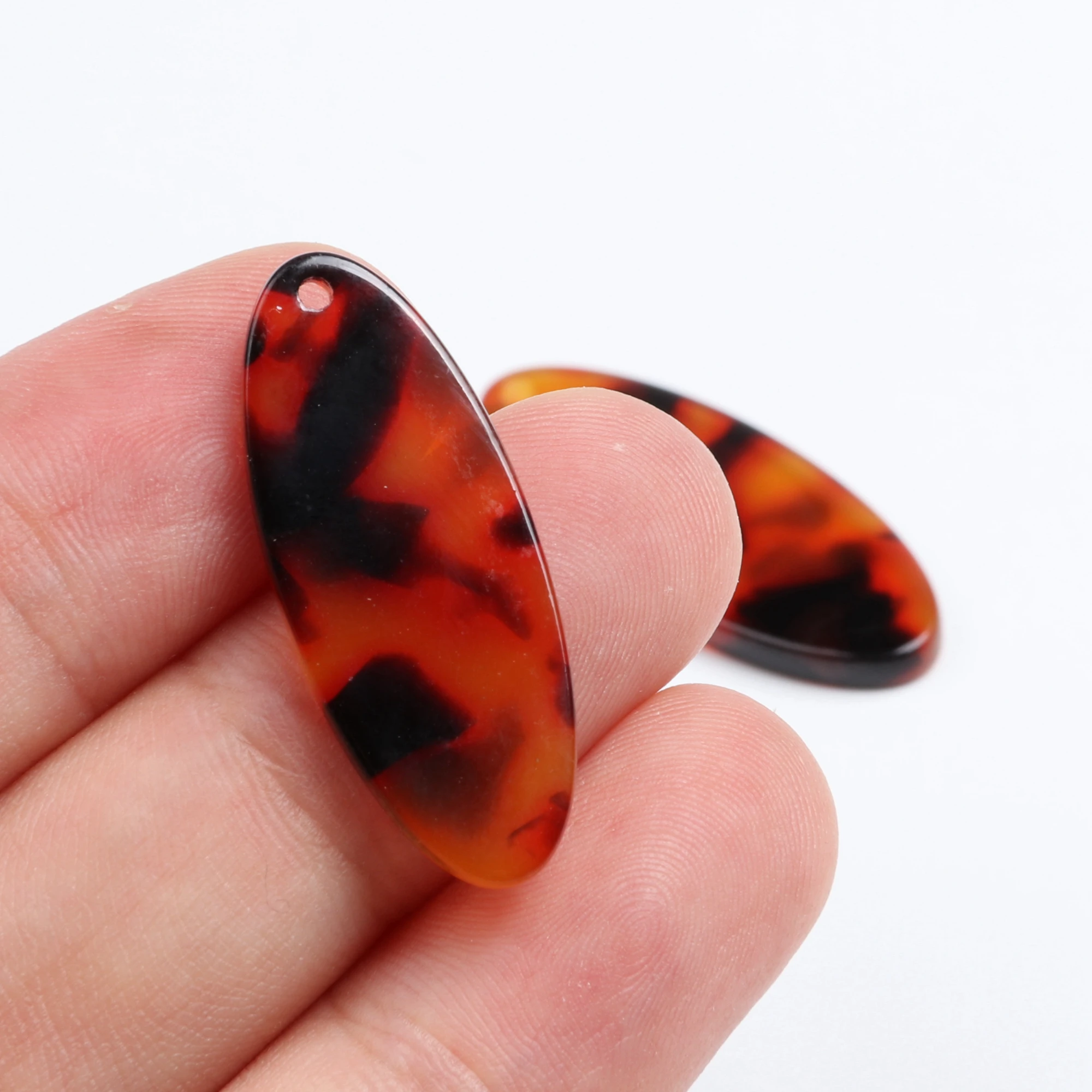 Tortoise Shell Earring Charms,Acetate Acrylic  Oval Shaped Pendant,Earrings Parts,Earring Findings,12.5x31mm,ACE237
