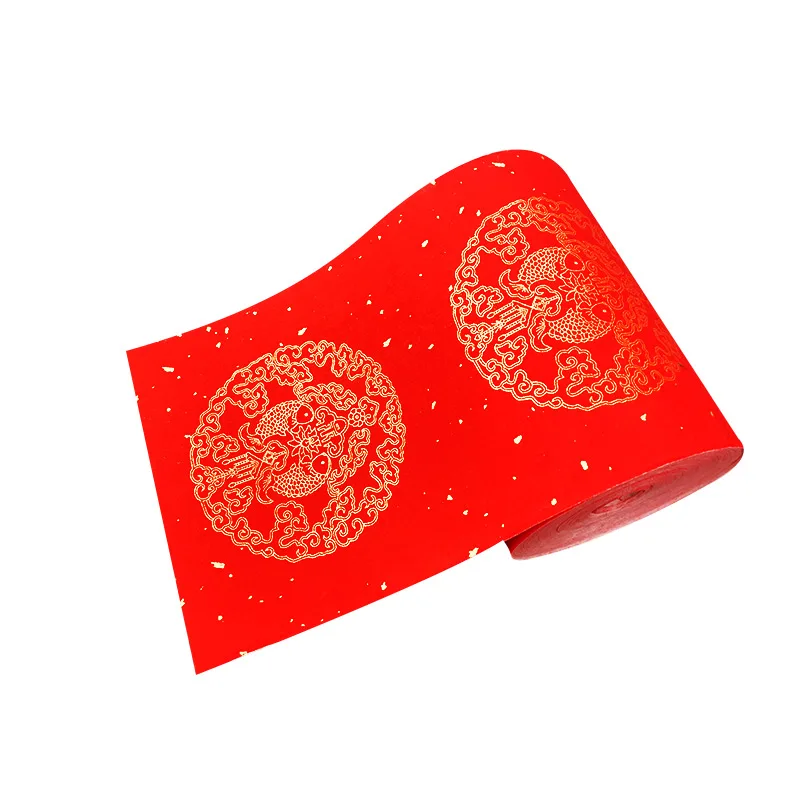 

Spring Festival Red Half Ripe Rice Paper Roll Couplets Paper Wedding Spring Festival Brush Calligraphy on Tiled Wadang Paper