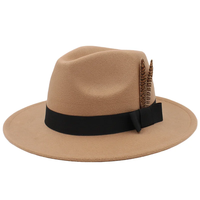 

fedora hat women men ribbon band belt wide brim classic beige white felted hat british elegant fascinator men winter women's hat