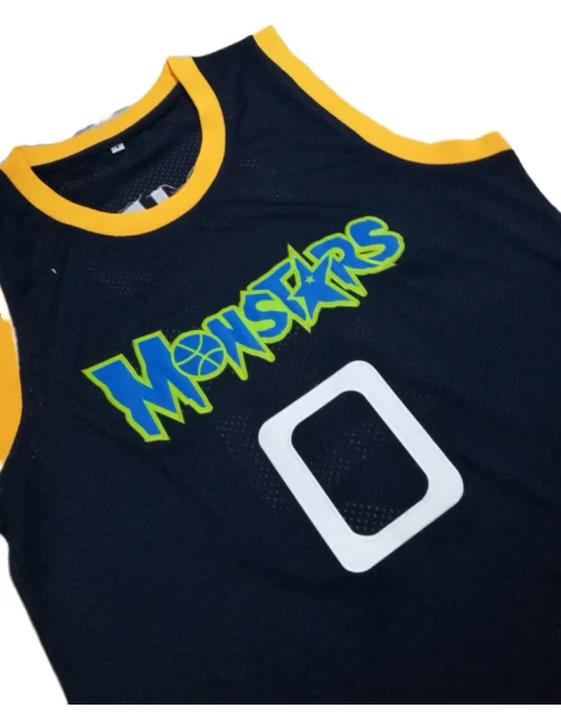 Alien # 0 Movie Basketball Jersey Tune Squad Monstars Dark Blue Stitched