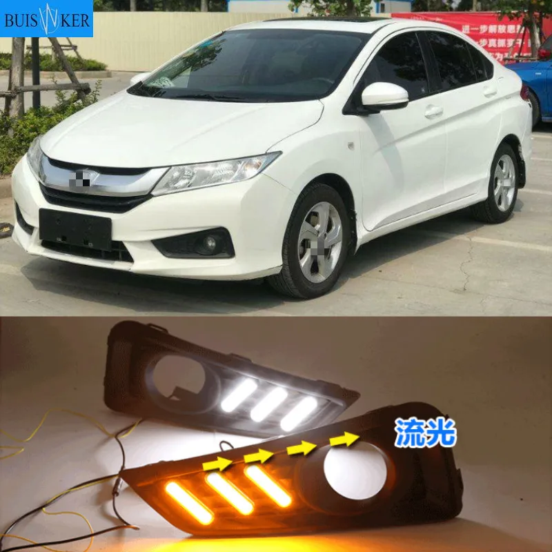 

1set For Honda City 2015 2016 DRL Daytime Running Light DRL with Turn signal fog lamp Relay Daylight car styling