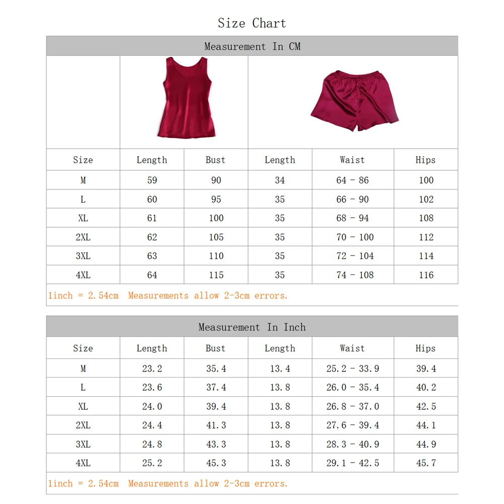 Women\'s 100% Pure Silk Pajamas Set Pyjamas Sleepwear Tank Top Elastic Waist Shorts Pjs Night Suit Home Loungewear