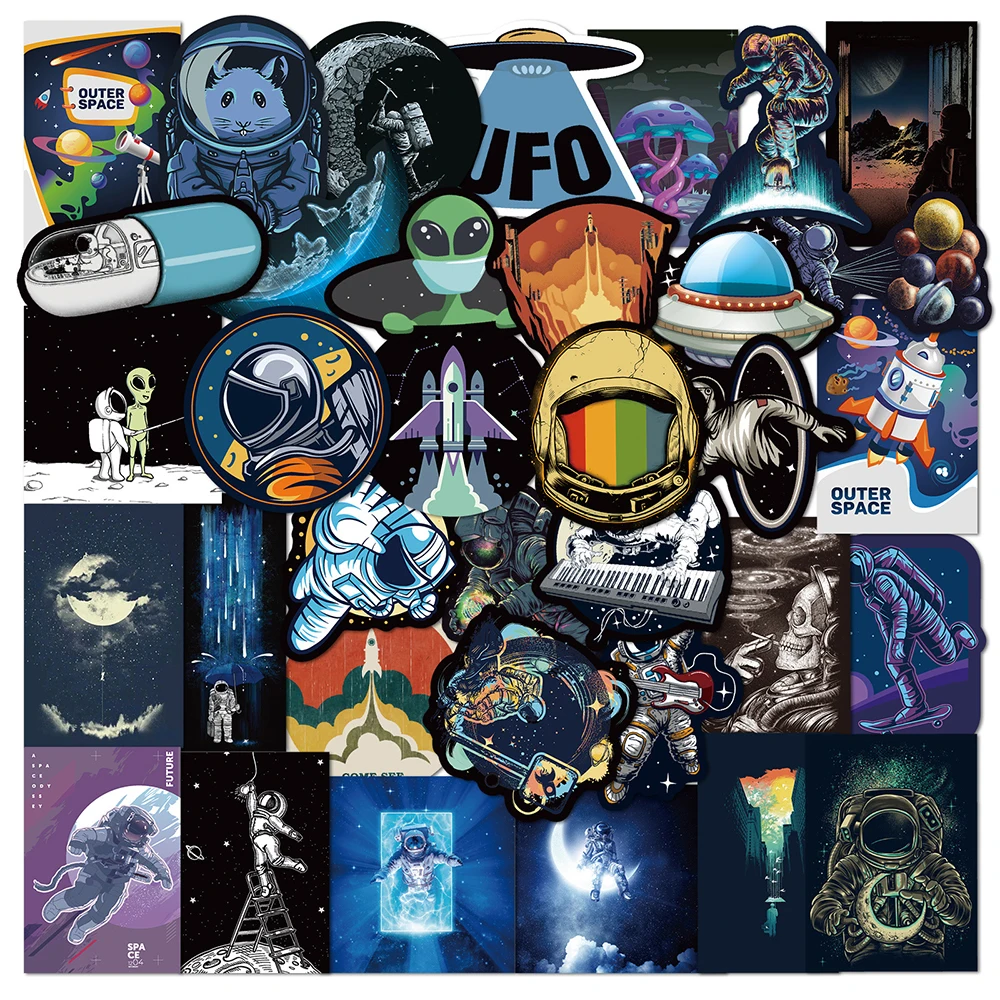 10/30/50PCS Cool Outer Space Astronaut Graffiti Stickers Skateboard Fridge Guitar Laptop Motorcycle Cartoon DIY Decal Sticker