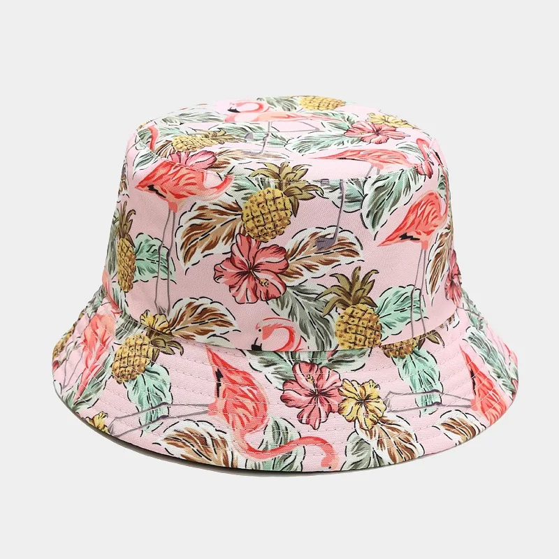 2022 10 Styles Cotton Cartoon Bird Print Bucket Hat Fisherman Outdoor Travel Sun Cap for Men and Women 103