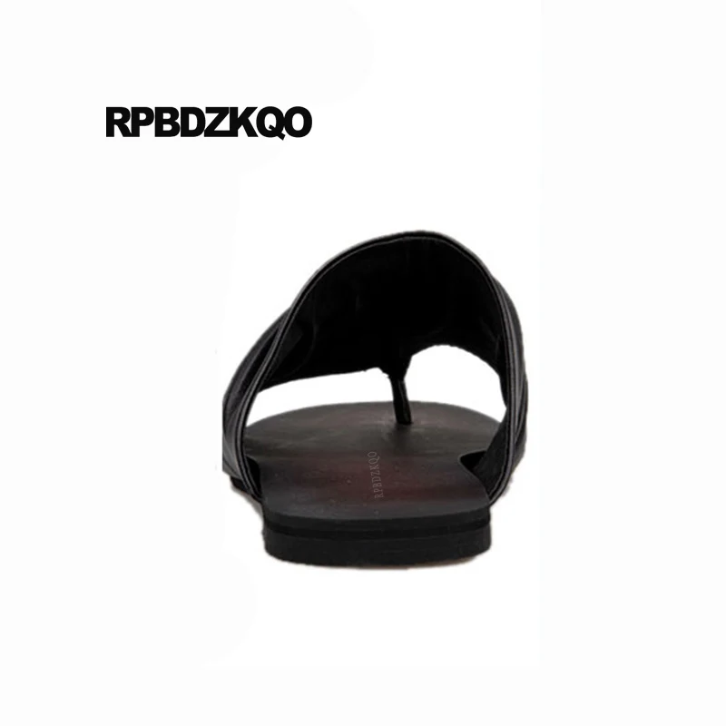 2023 Outdoor Flip Flop Shoes White Designer Men Sandals Genuine Leather Summer Slides Slippers Flat Fashion Slip On Black Strap image 4