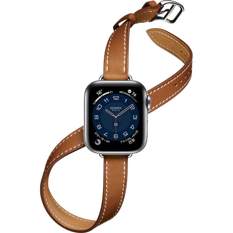 Attelage Double Tour For Apple Watch band 40mm 44mm 41mm 45mm 42mm 38mm Genuine Leather bracelet iWatch Serie 3 4 5 6 SE 7 strap