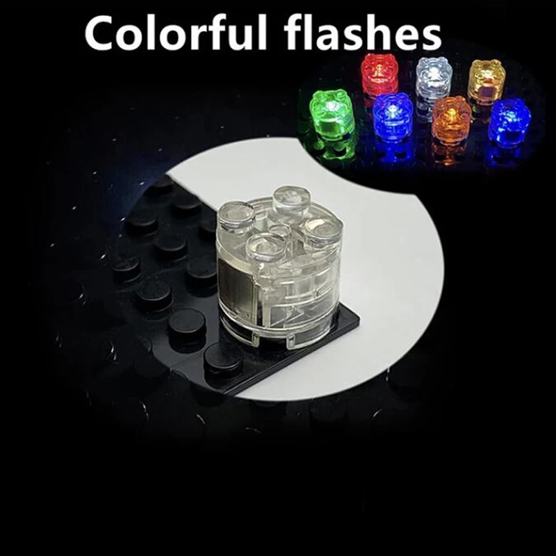 2pcs Light Brick Luminescent Lamp Accessories Round Led The Flash Luminous Building Block DIY Toys Colorful Color LED Lights