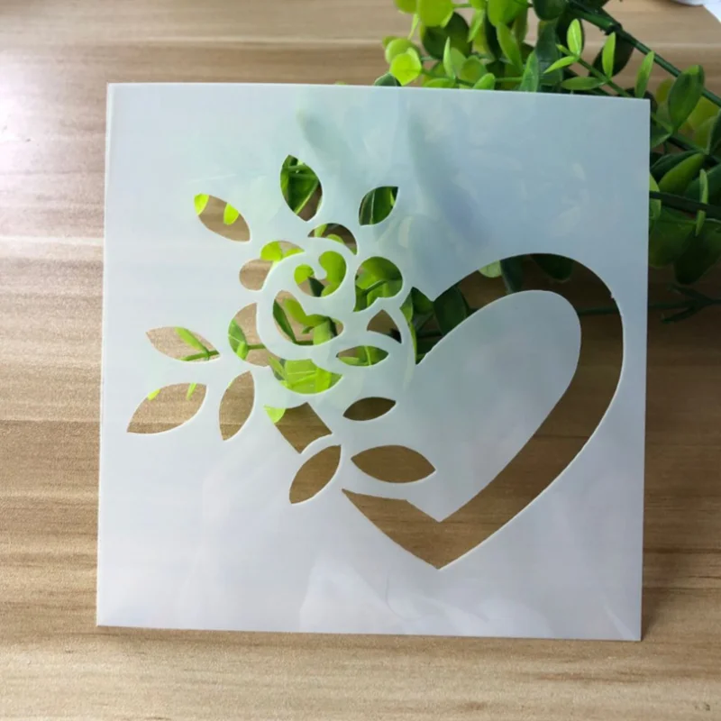 

2pc Rose Heart Cake Stencils Accessories Painting Template DIY Scrapbooking Embossing Stamping Album Card 13*13cm