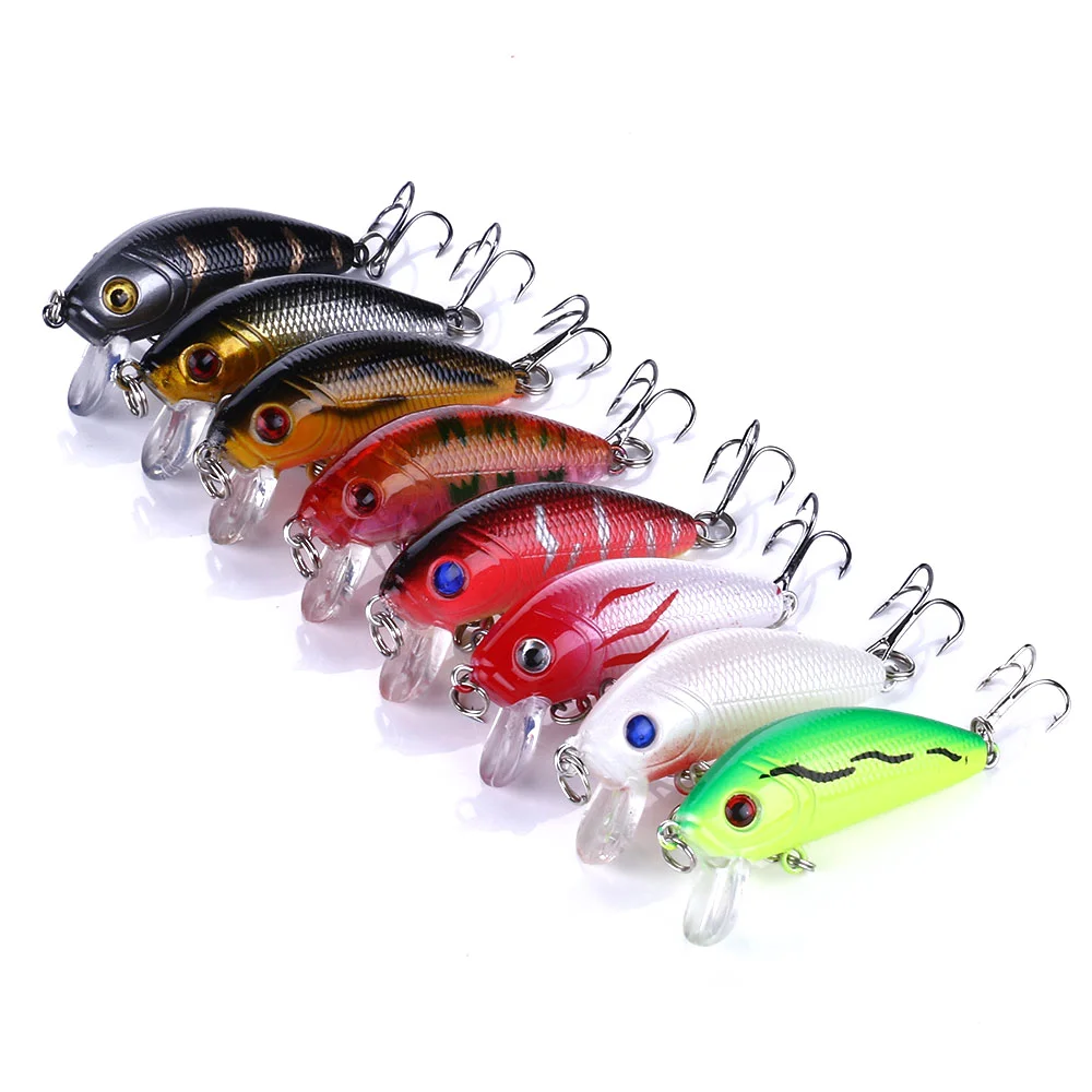 Black Minnow Fishing Lure 50mm 3.6g With Treble Hook Wobbler Artificial Plastic Hard Bait Bass Trout Lure Goods For Fishing Gear