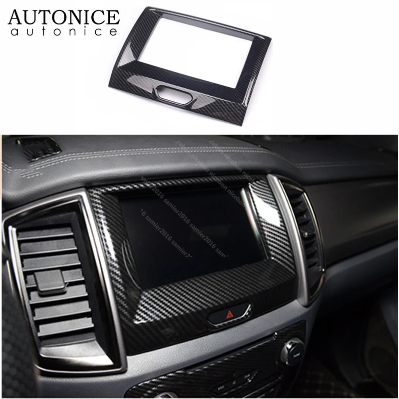 

Carbon Fiber Color Inner Center Navigation Frame Cover for Ford Ranger Everest Endeavour 2015 2016 2017 2018 2019 2020 2021