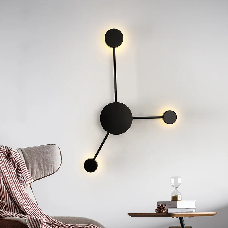 

FKL Modern Creative Wall Lamp Simple Black Geometric Round Combination LED Wall Lamp Aisle Bedroom Bedside Living room Wall Lamp