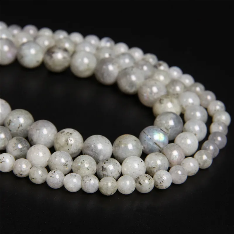 Nature Gray Moonstone Beads labradorite Stone Loose Polished Beads For Jewelry Making Bracelet Necklace Accessories 15.5\