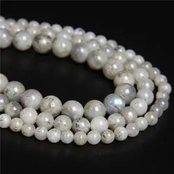 Nature Gray Moonstone Beads labradorite Stone Loose Polished Beads For Jewelry Making Bracelet Necklace Accessories 15.5